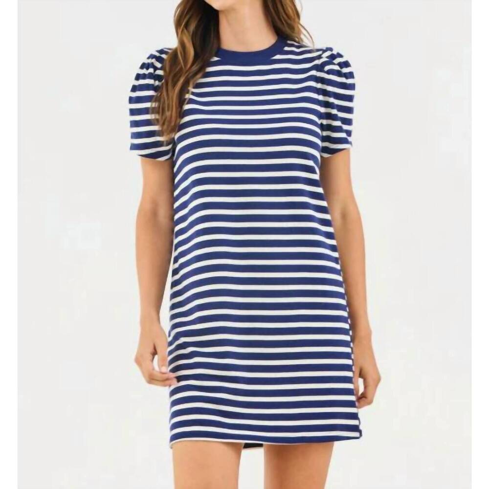 NEW MARY SQUARE carolina dress in navy & white stripe